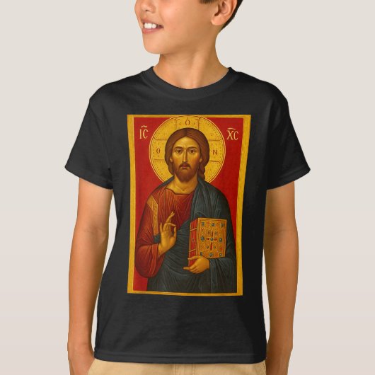 Orthodoxe icoon van Jezus Christus Pantocrator T-shirt (Voorkant)
