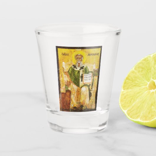 Orthodoxe icoon van Sint-Athanasius van Alexandrië Shot Glas (Voorkant)