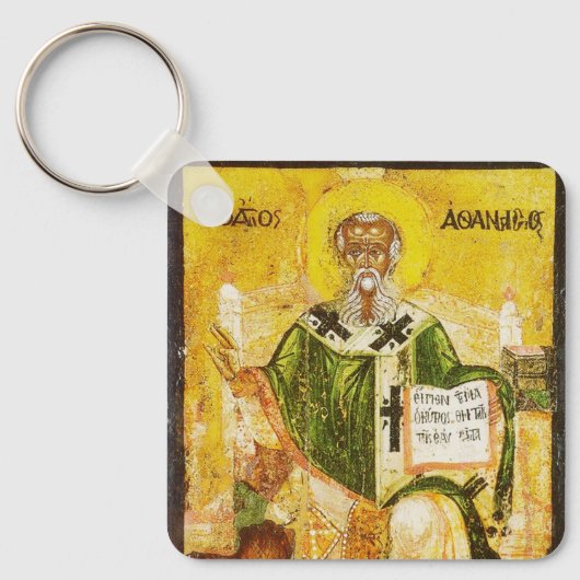 Orthodoxe icoon van Sint-Athanasius van Alexandrië Sleutelhanger (Voorkant)