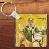 Orthodoxe icoon van Sint-Athanasius van Alexandrië Sleutelhanger (Voorkant)