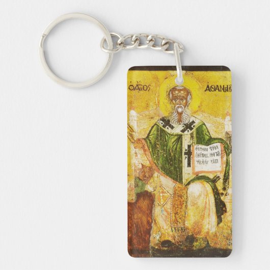 Orthodoxe icoon van Sint-Athanasius van Alexandrië Sleutelhanger (Voorkant)