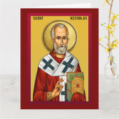 Orthodoxe icoon van Sint Nicolaas 09 Kaart (Gele Bloem)
