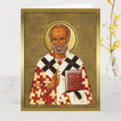 Orthodoxe icoon van Sint Nicolaas 10 Kaart (Gele Bloem)