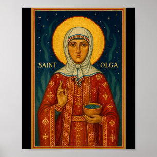 Orthodoxe icoon van Sint Olga van Alaska Poster