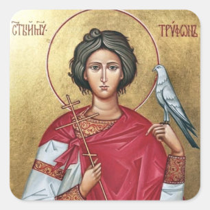 Orthodoxe icoon van St. Tryphon van Campsada Vierkante Sticker