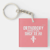Orthodoxe kerk l Cross l Funny Gezegde l Roze, Sleutelhanger (voorkant)