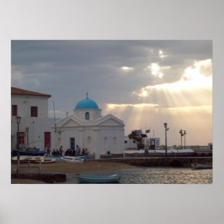 Orthodoxe Kerk Mykonos Island Greece Poster