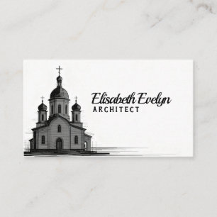 Orthodoxe Kerk Schets op Witte Achtergrond Visitekaartje