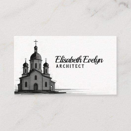 Orthodoxe Kerk Schets op Witte Achtergrond Visitekaartje (Voorkant)