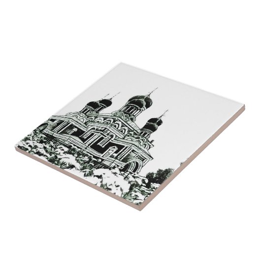 Orthodoxe kerkarchitectuurschets tegeltje (Zijkant)