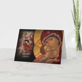 Orthodoxe kerst Kaart Theotokos icoon van Vladimir