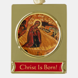 Orthodoxe kerstfeestdagen, symbool verguld banner ornament