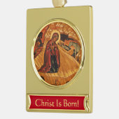 Orthodoxe kerstfeestdagen, symbool verguld banner ornament (Links)