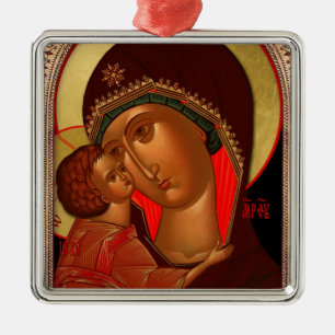 Orthodoxe kerstversiering - Novgorod Theotokos Metalen Ornament