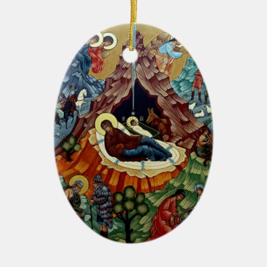 Orthodoxe kerstversiering op nationaal niveau keramisch ornament (Voorkant)