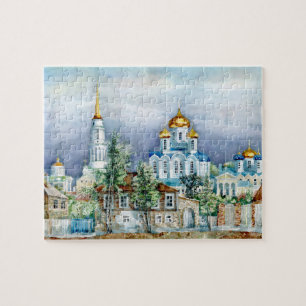 Orthodoxe kleine stad Zadonsk aquarelle Legpuzzel