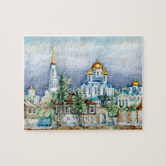 Orthodoxe kleine stad Zadonsk aquarelle Legpuzzel (Horizontaal)