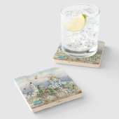 Orthodoxe kleine stad Zadonsk aquarelle Stenen Onderzetter (Zijkant)