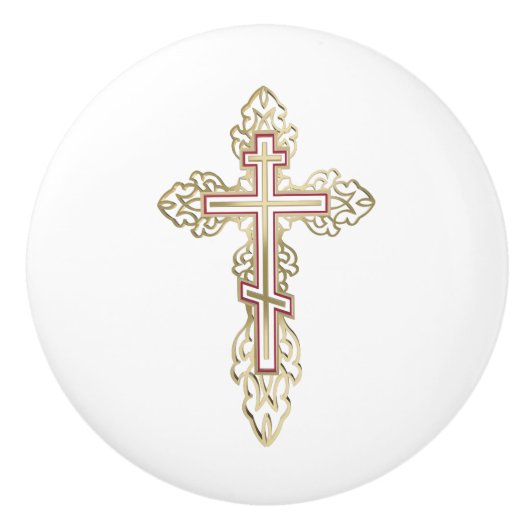 Orthodoxe kruis keramische knop (Voorkant)