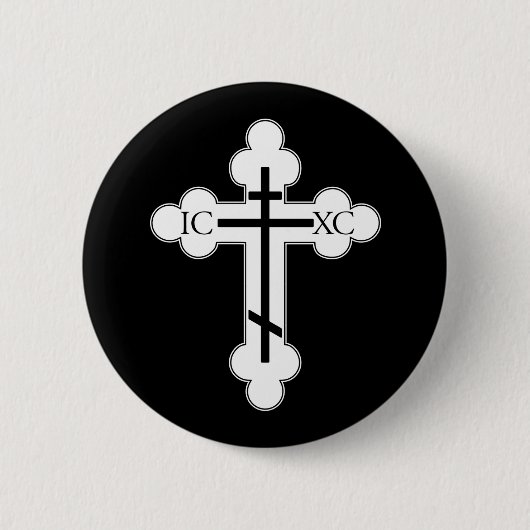 Orthodoxe kruis ronde button 5,7 cm (Voorkant)