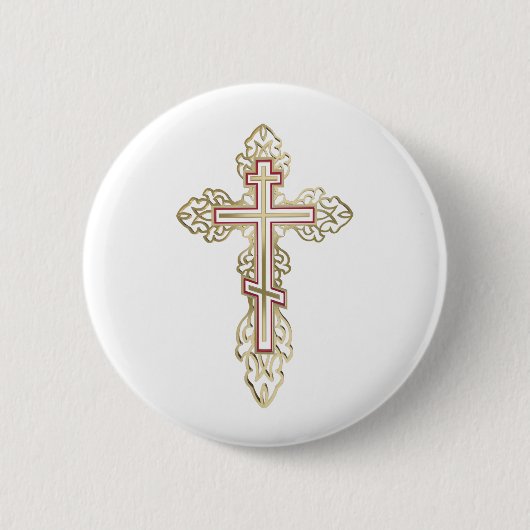 Orthodoxe kruis ronde button 5,7 cm (Voorkant)