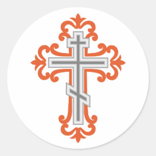 Orthodoxe kruis ronde sticker