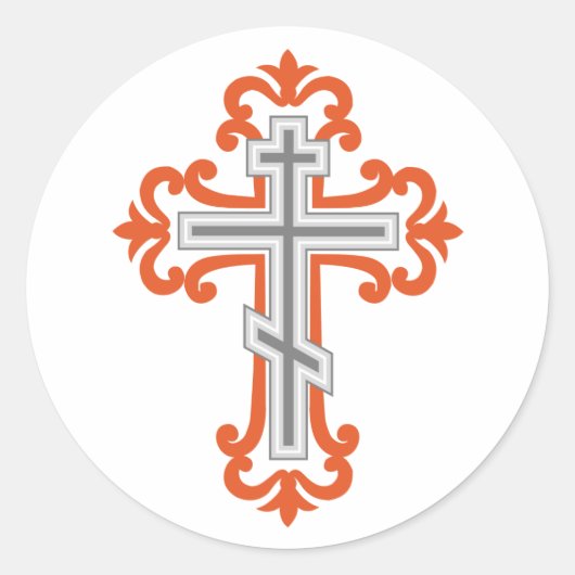 Orthodoxe kruis ronde sticker (Voorkant)