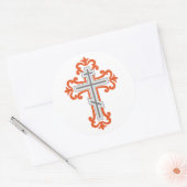 Orthodoxe kruis ronde sticker (Envelop)