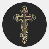 Orthodoxe kruis ronde sticker (Voorkant)
