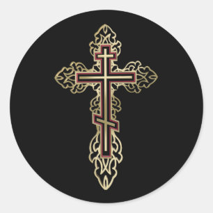 Orthodoxe kruis ronde sticker