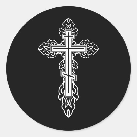 Orthodoxe kruis ronde sticker (Voorkant)