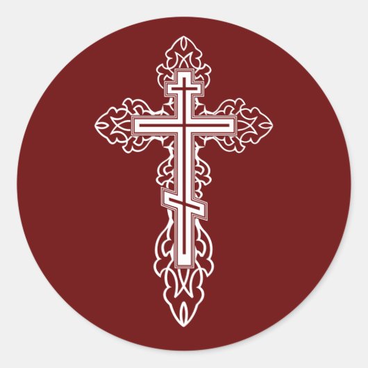 Orthodoxe kruis ronde sticker (Voorkant)