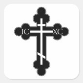 Orthodoxe kruis vierkante sticker (Voorkant)
