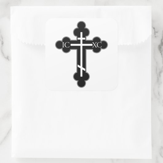 Orthodoxe kruis vierkante sticker (Tas)