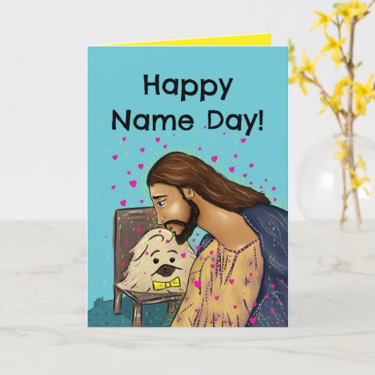 Orthodoxe Naamdagkaart (Smee de Pekingees) Kaart (Gele Bloem)