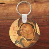 Orthodoxe Pictogram van Maagd Maria en Baby Jezus Sleutelhanger (Voorkant)