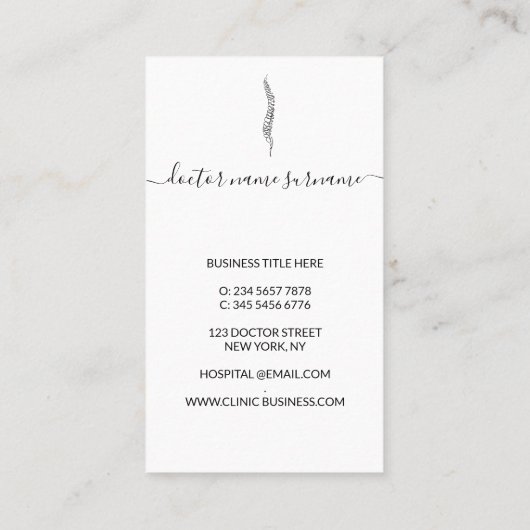 Orthopedisch arts vertebrae visitekaartje (Achterkant)