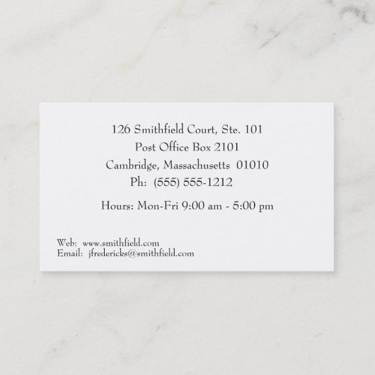 Orthopedisch chirurg Visitekaartje (Achterkant)