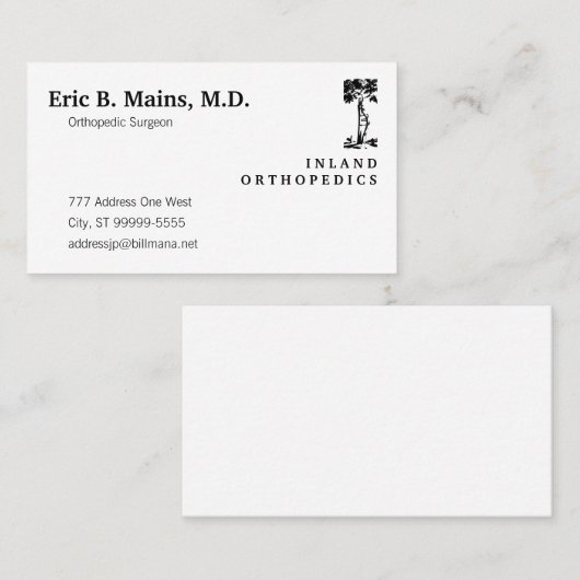 Orthopedisch chirurgische gewas visitekaartje (Voorkant / Achterkant)