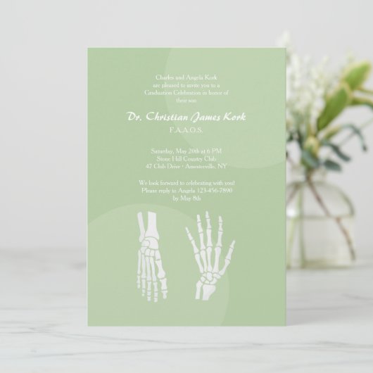 Orthopedisch Dokter Afstuderen Invitation Kaart (Staand voorkant)