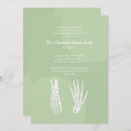 Orthopedisch Dokter Afstuderen Invitation Kaart (Voorkant / Achterkant)