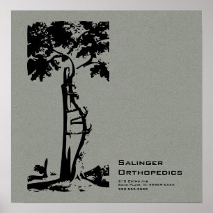 Orthopedisch gekankeerde boom Grijze faux Flannel Poster