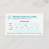 Orthopedische kliniek bedrijf | Schone afspraak Visitekaartje (Achterkant)