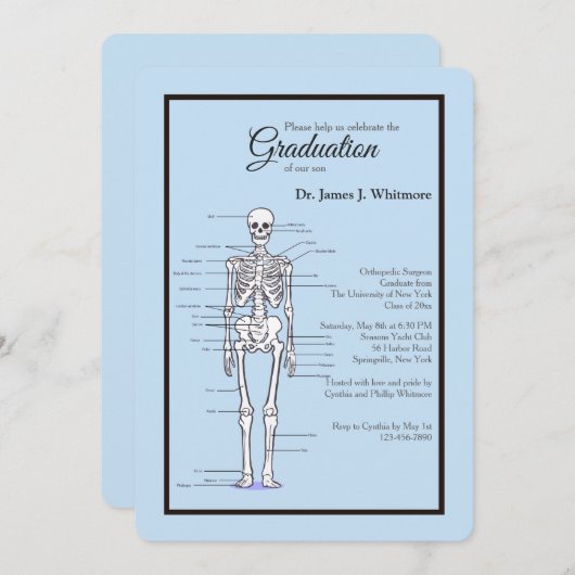 Orthopedische MD Afstuderen Invitation Kaart (Voorkant / Achterkant)
