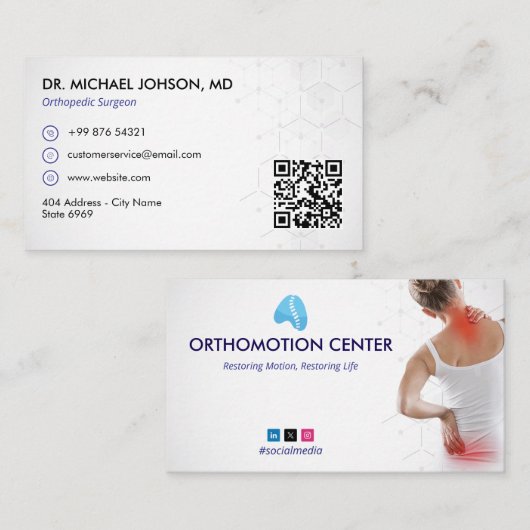 Orthopedische therapie | minimalistisch wit visitekaartje (Voorkant / Achterkant)