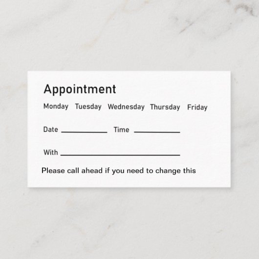 Orthopedische wervelkolom zorg afspraak Visitekaar Visitekaartje (Achterkant)