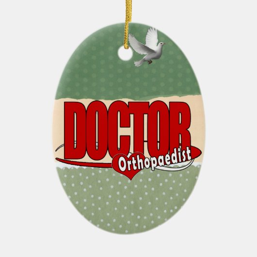 ORTHOPEDIST LOGO BIG RED DOCTOR KERAMISCH ORNAMENT (Voorkant)