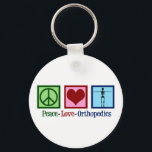 Orthopedist Peace Love Orthopedica Kantoor Sleutelhanger<br><div class="desc">Peace Love Orthopedics. Een schattig kerstcadeau voor een orthopedische chirurg of orthopedist die werkt met het musculoskeletale systeem en patiënten die een schouder- en heupoperatie nodig hebben. Een vredesteken,  hart en een skelet.</div>