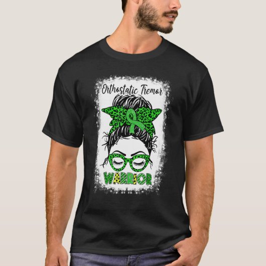 Orthostatische Tremor Warrior Messy Bun Green Ribb T-shirt (Voorkant)