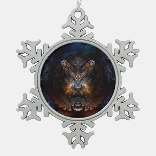 Orthricon Fractal Art Pewter Snowflake Ornament (Voorkant)